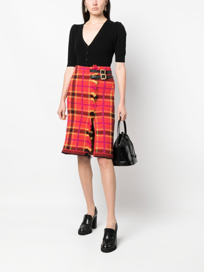 Shop Cormio Tartan Kilt Midi-skirt In Red