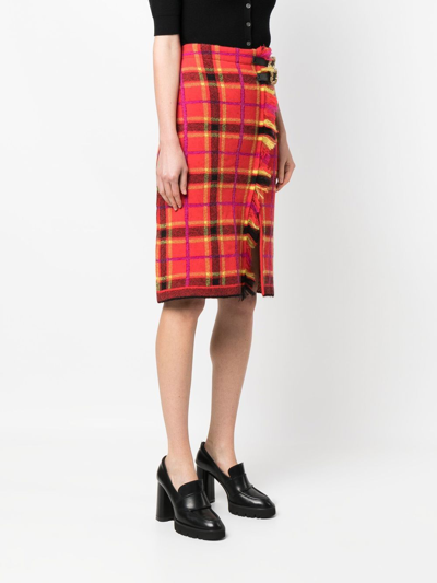 Shop Cormio Tartan Kilt Midi-skirt In Red