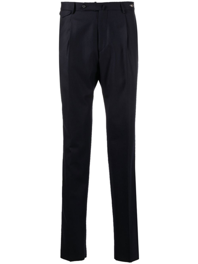 Tagliatore Straight-leg Virgin Wool Trousers In Blue