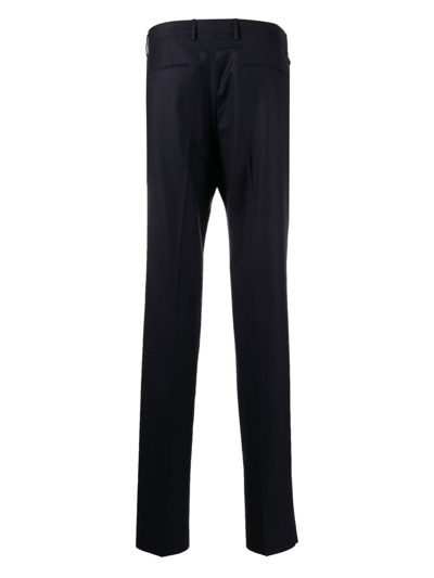 Tagliatore Straight-leg Virgin Wool Trousers In Blue