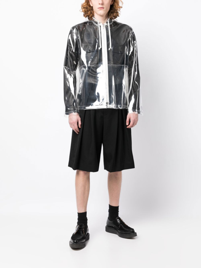 Black Comme Des Garçons Slogan-print Transparent Jacket In Neutrals