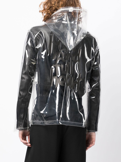 Shop Black Comme Des Garçons Slogan-print Transparent Jacket In Neutrals