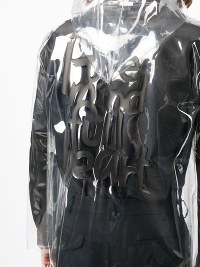 Black Comme Des Garçons Slogan-print Transparent Jacket In Neutrals