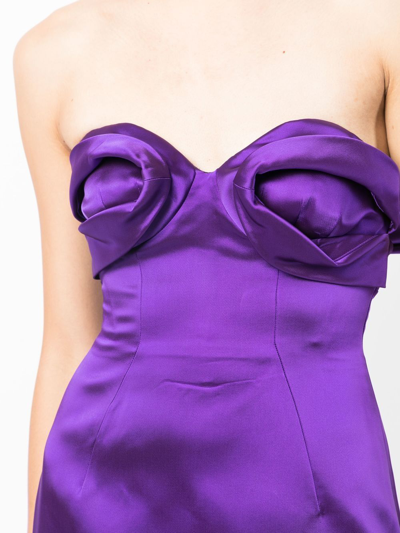 Shop Area Strapless Draped Bow Dress In Purple