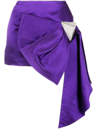 Shop Area Draped-bow Mini Skirt In Purple