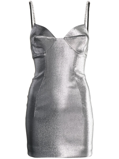 Shop Area Metallic Pyramid Cup Mini Dress In Silver