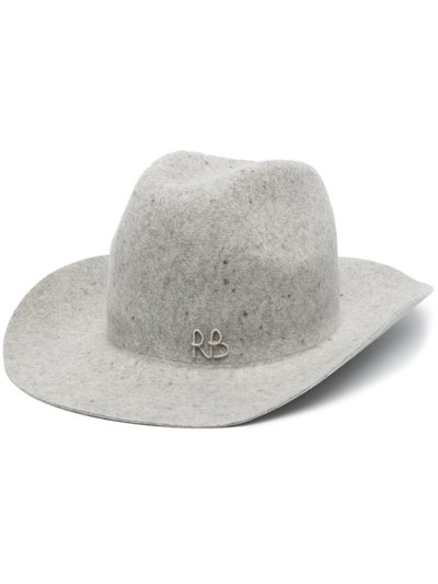 Shop Ruslan Baginskiy Embroidered-logo Fedora Hat In Grey