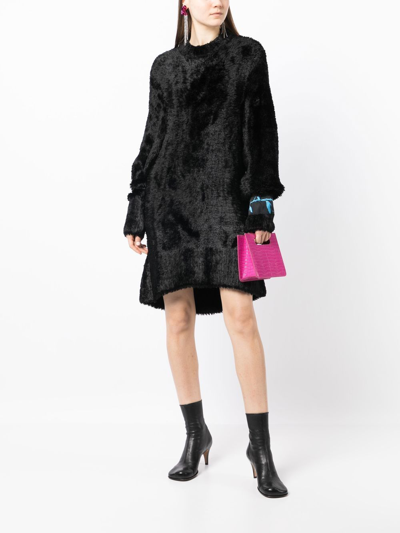 Shop Philosophy Di Lorenzo Serafini Faux-fur Mini Dress In Black