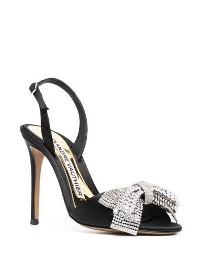 Shop Alexandre Vauthier Crystal Bow-embellished 110mm Sandals In Black
