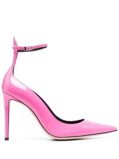 Shop Giuseppe Zanotti Pointed 100mm Leather Pumps In Pink
