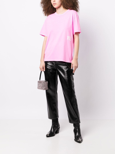 Alexander Wang Logo-print Cotton T-shirt In Pink