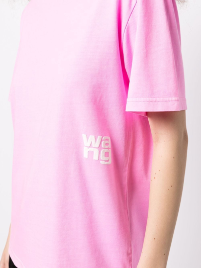 Alexander Wang Logo-print Cotton T-shirt In Pink