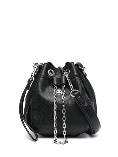 Shop Vivienne Westwood Faux-leather Chain-link Bag In Black