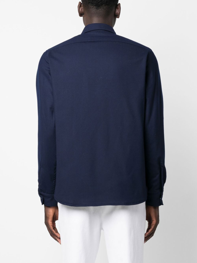 Aspesi Buttoned-up Long-sleeved Shirt In Blue
