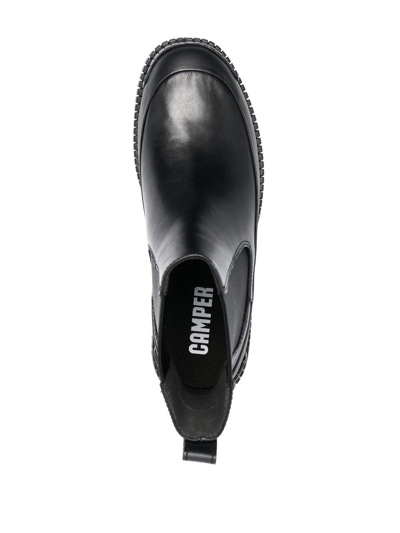 Camper 35mm Chunky Leather Boots In Black