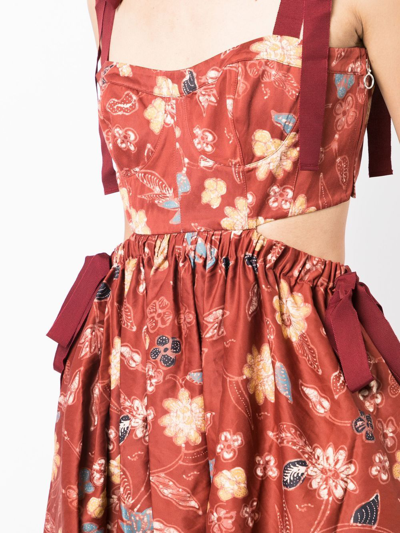 Shop Ulla Johnson Gabrielle Floral-print Midi Dress In Red