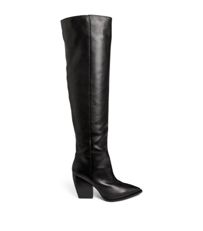 Shop Allsaints Leather Reina Knee-high Boots 100 In Black