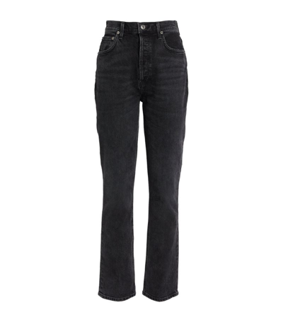 Shop Agolde Freya High-rise Slim Jeans In Black