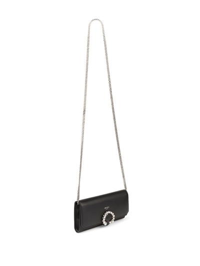 Shop Jimmy Choo Crystal-buckle Clutch-bag In Black
