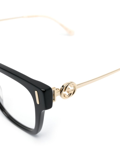 Shop Gucci Gg-logo Square-frame Optical Glasses In Black
