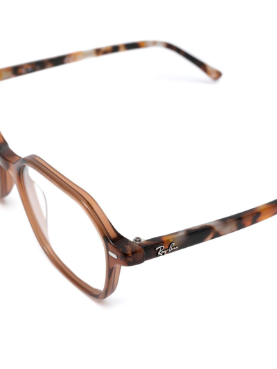 Shop Ray Ban John Round-frame Glasses In Brown