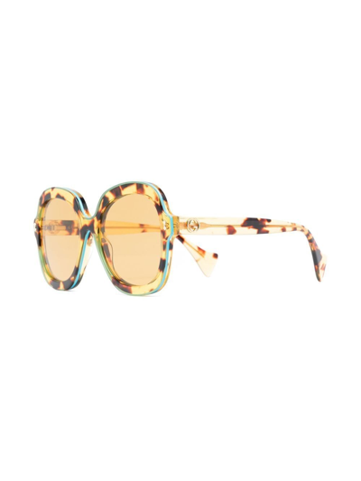 Shop Gucci Tortoiseshell-effect Oversize-frame Sunglasses In Brown