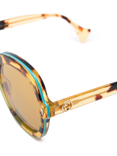 Gucci Tortoiseshell-effect Oversize-frame Sunglasses In Brown