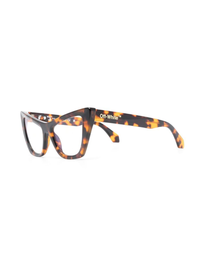 Shop Off-white Tortoiseshell Cat-eye Glasses In Brown
