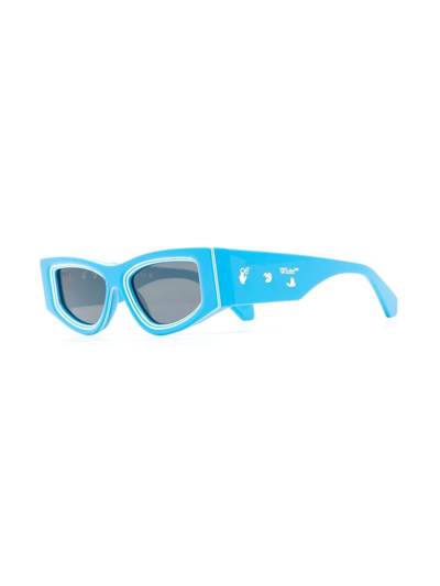 Shop Off-white Logo-print Sunglasses In Blue