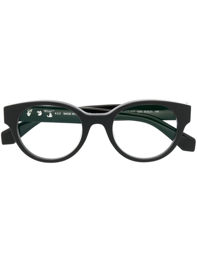Shop Off-white Arrows Round-frame Glasses In Black