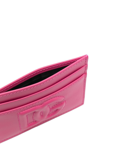 Shop Dolce & Gabbana Embossed-logo Cardholder In Pink