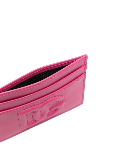 Dolce & Gabbana Embossed-logo Cardholder In Pink