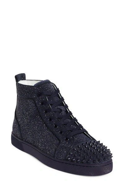 Christian Louboutin Men's Lou Spikes Orlato High-top Sneakers In Blue