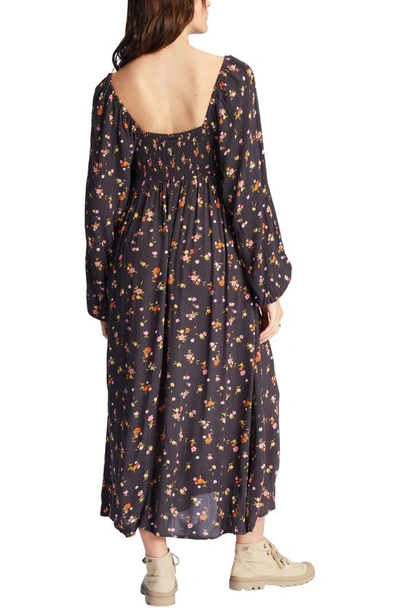 Shop Billabong Better Days Floral Long Sleeve Maxi Dress In Off Black