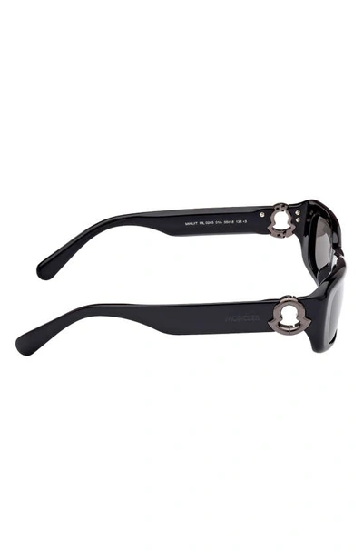 Shop Moncler 55mm Rectangular Sunglasses In Black/ Gunmetal/ Smoke