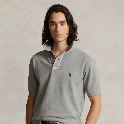 Shop Ralph Lauren Original Fit Mesh Polo Shirt In Grey Fog