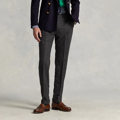 Shop Ralph Lauren Wool Flannel Trouser In Medium Grey