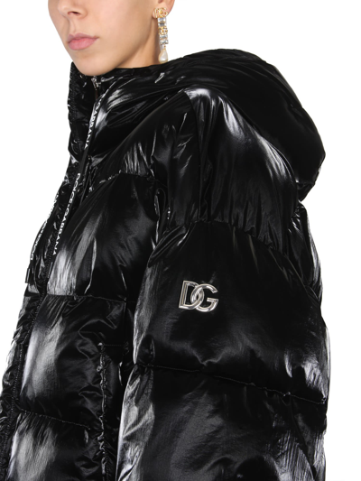 Shop Dolce & Gabbana Down Jacket With Hood In Nero