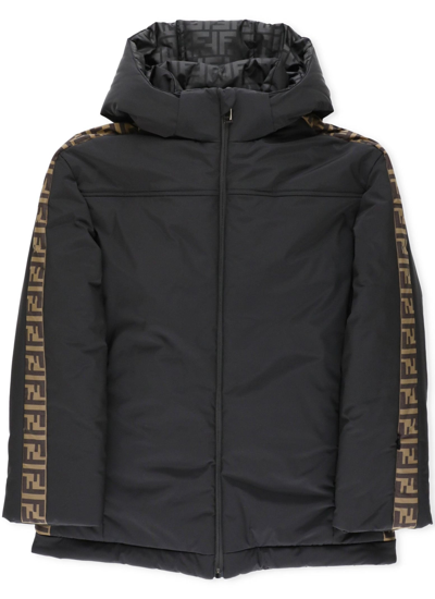 Shop Fendi Ff Motif Hooded Coat
