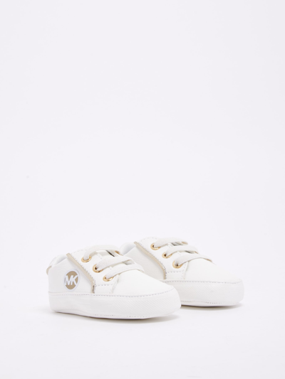 Shop Michael Kors Baby Poppy Sneaker In Bianco