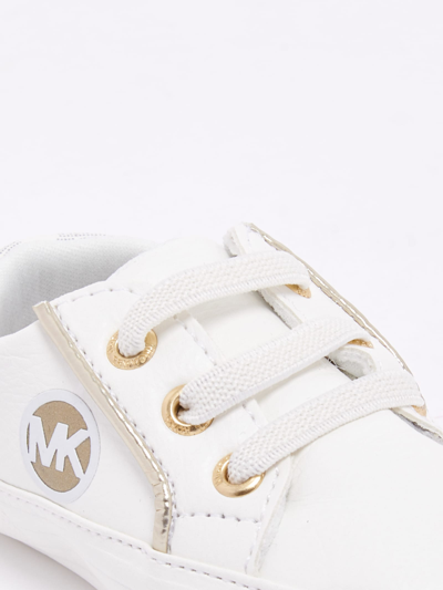 Shop Michael Kors Baby Poppy Sneaker In Bianco