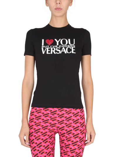 Shop Versace T-shirt I You But... In Nero