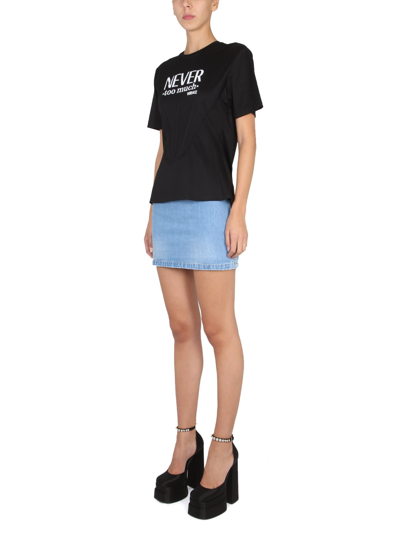 Shop Versace Medusa Denim Miniskirt In Blu