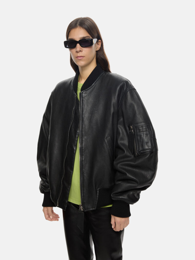 Attico 'anja' Black Bomber In Black