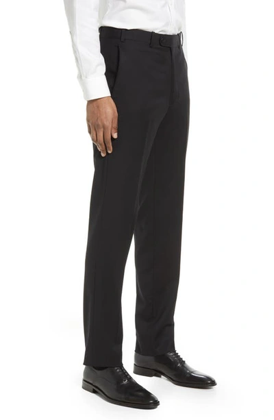 Shop Jb Britches Flat Front Wool Trousers In Black