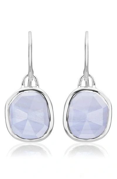 Shop Monica Vinader Siren Semiprecious Stone Drop Earrings In Silver/ Blue Lace Agate