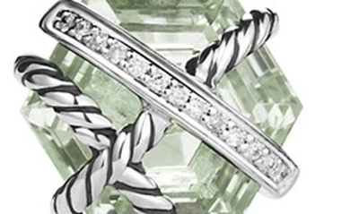 Shop David Yurman Cable Wrap Earrings With Semiprecious Stones & Diamonds In Prasiolite