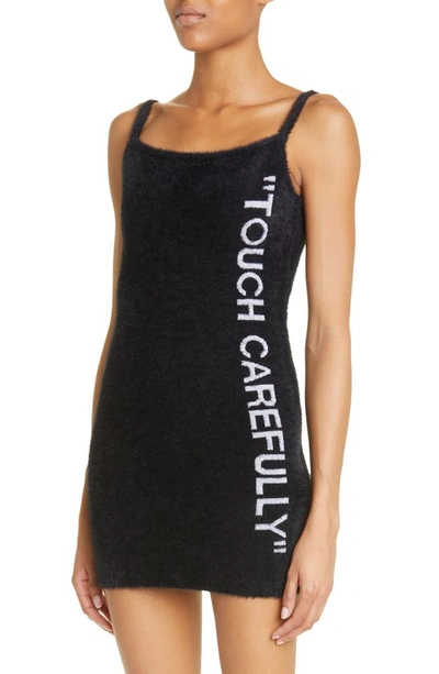 Off-white Off White Off White "touch Carefully" Mini Dress In Black White
