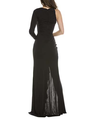 Cinq À Sept Korine One-sleeve Ruched Stretch-jersey Maxi Dress In Black