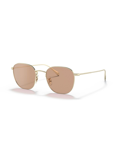 Shop Oliver Peoples Clyne Square-frame Sunglasses In Gold
